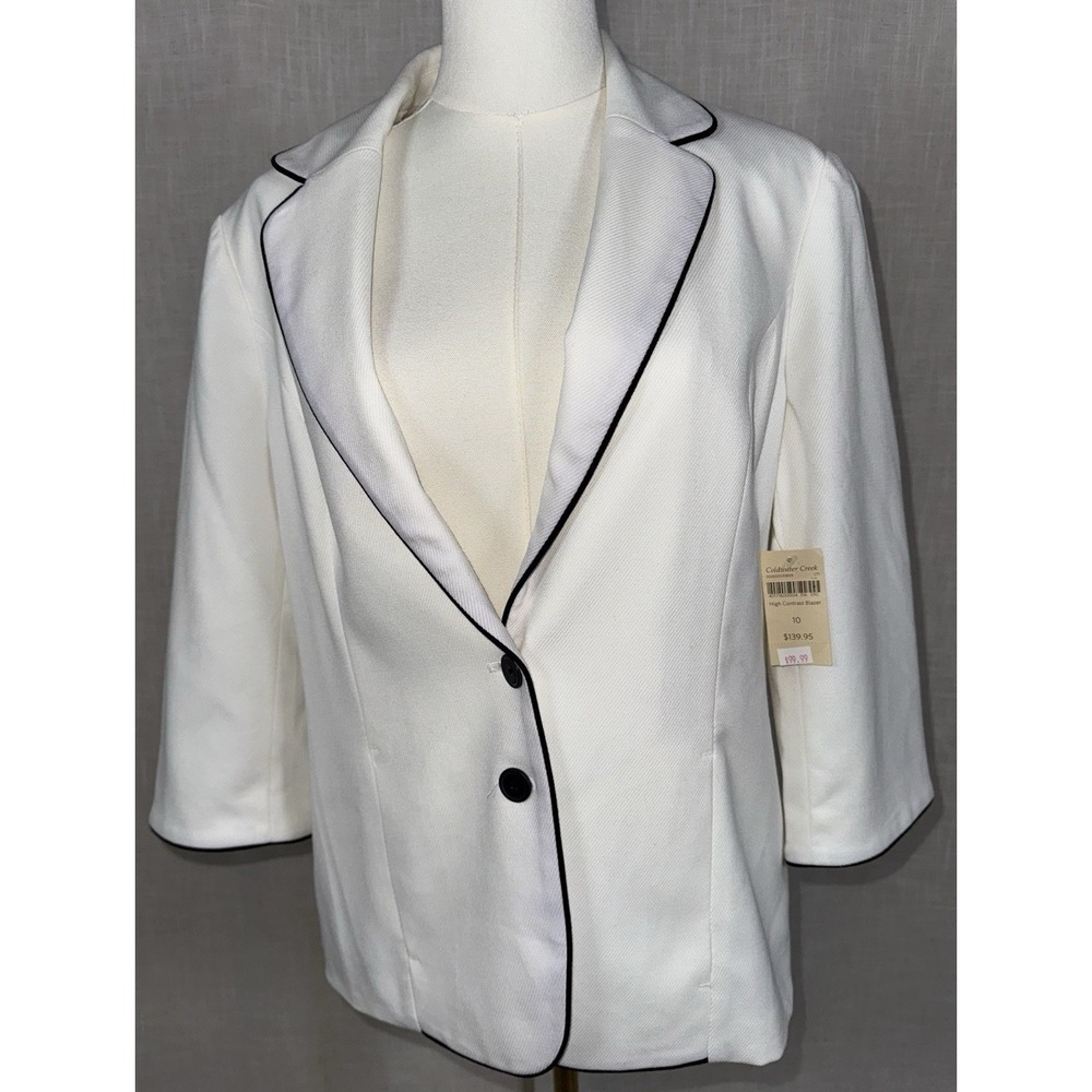 New Coldwater Creek Blazer Women's Sz 10 Black White Contrast NWT Rtl $139.95